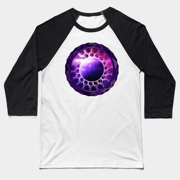 Blue Ultra-Violet Mandala for Deep Space Dreamers Baseball T-Shirt by San Jaya Prime